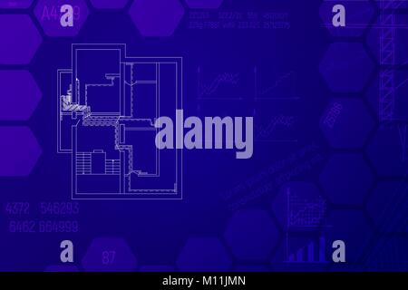 Engineering HVAC project in blue tones Stock Vector