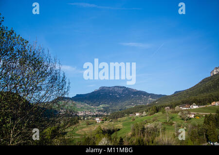 Seis am Schlern, Italian Siusi allo Sciliar, is an Alpine village in South Tyrol, Italy. Stock Photo