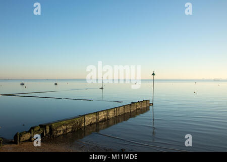 Tranquil Beach Pool on The Thames Estuary Stock Photo