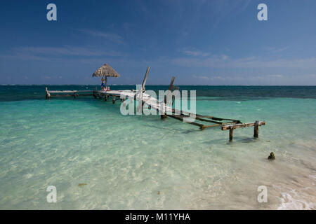 Mexico. Yucatan Peninsula. Tulum. Broken down wharf. Stock Photo