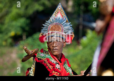 Indonesia, Island Bali, Alassari, Sea temple called Pura Ponjok Batu. Festival to honor the gods of the sea. Melasty Festival of purification. Stock Photo