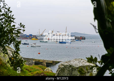 The Scillonian III ferry boat in St. Mary's harbour St. Mary's, Isles of Scilly, Cornwall, England, UK Stock Photo