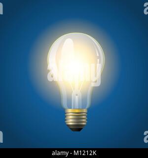 Glowing incandescent bulb - modern vector realistic isolated illustration Stock Vector