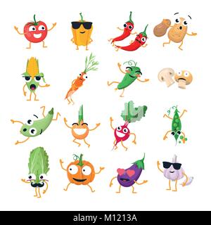 Funny vegetables - vector isolated cartoon emoticons Stock Vector