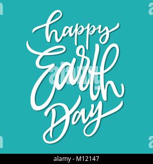 Happy Earth Day - vector hand drawn brush pen lettering Stock Vector