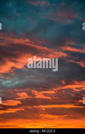 Sunset with red illuminated clouds,Germany Stock Photo