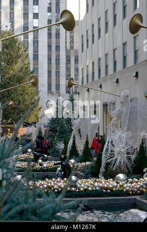 Christmas Holiday decorations at Rockefeller Center.Manhattan.New York City.USA Stock Photo