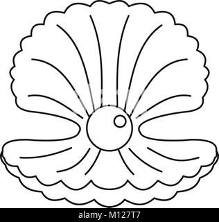 Pearl in a shell icon outline Stock Vector