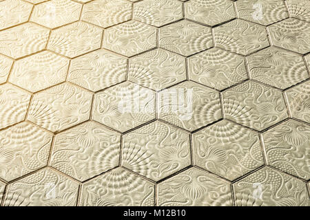 Detail of pavement and tiles in Barcelona, Spain. Stock Photo