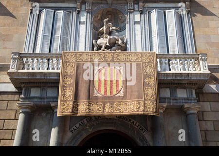 Barcelona, Spain - September 24, 2017: View of facade of Autonomous Goverment of Catalonia in Barcelona, Spain. Stock Photo