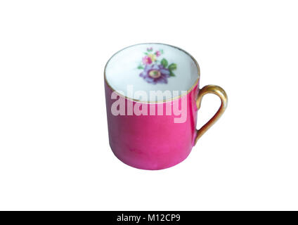 Vintage red japanese coffee cup isolated in white background Stock Photo