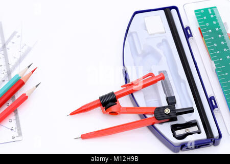 School supplies set on a white background Stock Photo