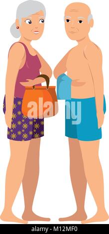 grandparents in beach outfit vector illustration design Stock Vector