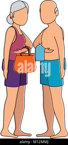 grandparents in beach outfit vector illustration design Stock Vector