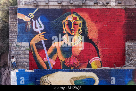 Street art of Goddess in Ujjain Kumbh mela festival, India Stock Photo