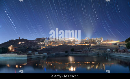 Amber fort beautiful reflection after sunset, Jaipur, India Stock Photo