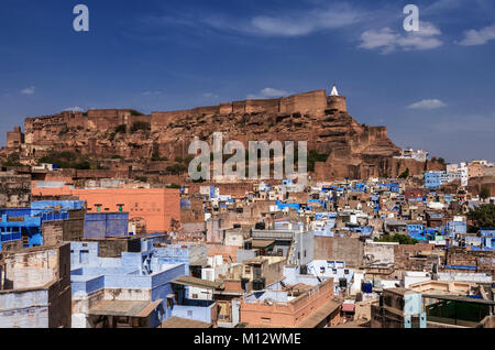 Mehrangarh Fort Jodhpur and blue houses, rajasthan, India Stock Photo