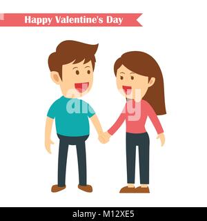 characters couples holding hands in happy valentines day isolated on white background Stock Vector