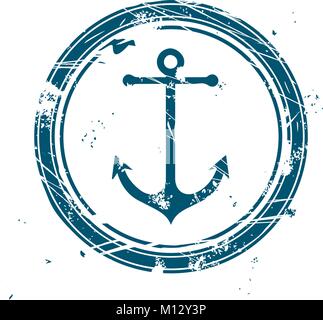 Maritime stamp with vintage anchor Stock Vector