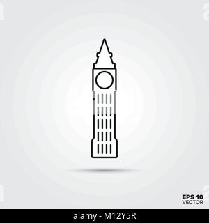 Symbol of Great Britain. Line icon of the Big Ben. Stock Vector
