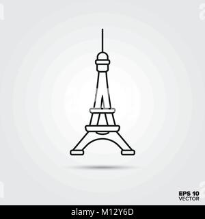 Symbol of France. Line icon of the Eiffel Tower. Stock Vector