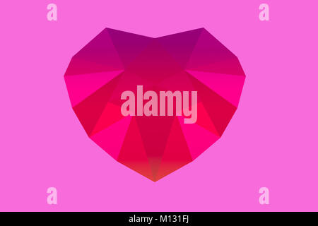 Pink geometric heart design for Valentines or love theme on pink background Stock Photo