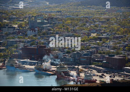 Panorama View from Signal Hill on the port of St John's,  Newfound Island, Canada. Stock Photo