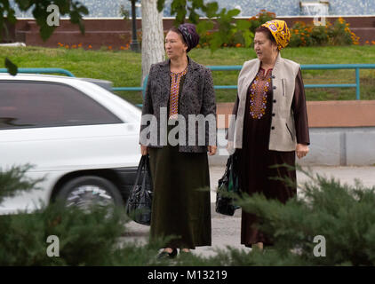 Daily life of turkmens people on the streets of the capital of Turkmenistan Ashgabat Stock Photo