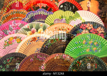 Display of coloful spanish fans in Andalusia Stock Photo