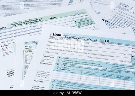 Collection of IRS federal income tax forms Stock Photo
