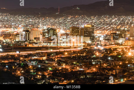 EL PASO, TX - OCTOBER 26, 2017: Night skyline of El Paso, Texas Stock Photo