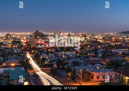 EL PASO, TX - OCTOBER 26, 2017: Night skyline of El Paso, Texas Stock Photo