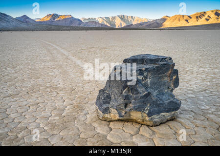 The Racetrack Playa is located above the northwestern side of Death Valley, in Death Valley National Park, Inyo County, California, U.S. Stock Photo