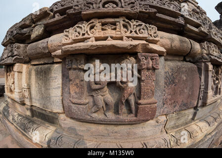 Sanchi Stupa, ancient buddhist hindu statue details, religion mystery, carved stone. Travel destination in Madhya Pradesh, India. Stock Photo