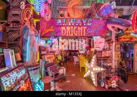 Neon signs available for hire from Gods Own Junkyard in Walthamstow, London. Photo date: Friday, January 26, 2018. Photo: Roger Garfield/Alamy Stock Photo