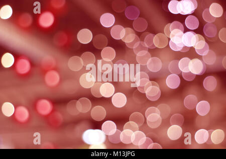 Abstract blurred and bokeh of interior decorated lighting in red and magenta color gradations Stock Photo