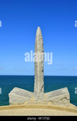 France, Calvados, Cricqueville en Bessin, Pointe du Hoc, part of Normandy Landings on 6 June 1944, american rangers memorial Stock Photo