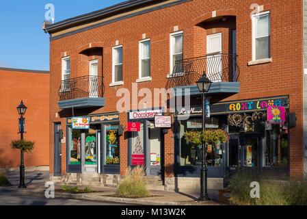 anada, Province of Quebec, Outaouais, City of Gatineau, Old Town of Aylmer, Main Street, Shops Stock Photo