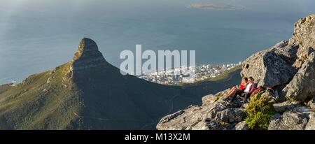 South Africa, Western Cape, Cape Town and Lion's Head seen from Table Mountain Stock Photo