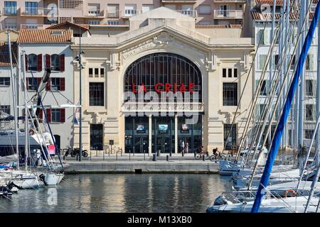 France, Bouches du Rhone, Marseille, the Vieux Port, the Theater de La Criée on the Quai Rive-Neuve Stock Photo