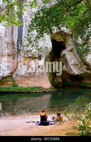France, Var, Provence Verte, between the villages of Correns and Châteauvert, the gorges of the Vallon Sourn, the river Argens Stock Photo