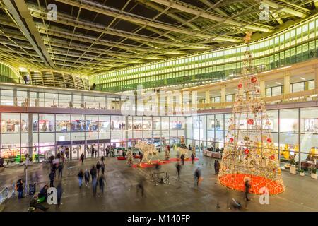France, Paris, district of Les Halles, the Forum and the Christmas tree under the Canopy Stock Photo
