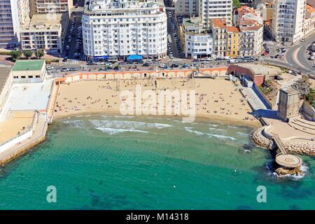 France, Bouches du Rhone, Marseille, Pharo district, Anse and Plage des Catalans (aerial view) Stock Photo