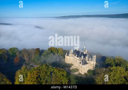 France, Marne, Boursault, the wine producing castle commissioned by Veuve Cliquot (Widow Cliquot) (aerial view) Stock Photo