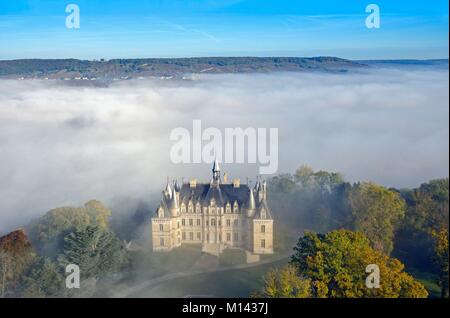 France, Marne, Boursault, the wine producing castle commissioned by Veuve Cliquot (Widow Cliquot) aerial view Stock Photo