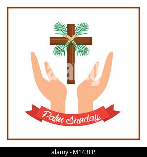 palm sunday passion christ hands with cross Stock Vector