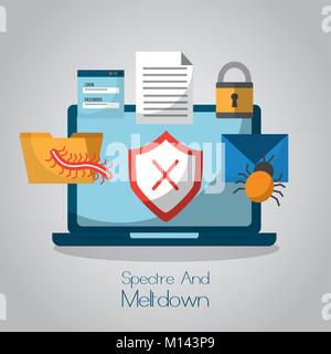 spectre and meltdown computer cyber attack protection Stock Vector