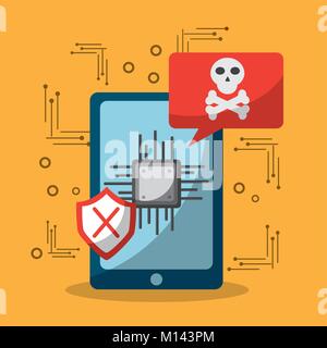 smartphone data problem virus attaked Stock Vector