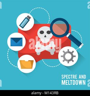 spectre and meltdown virus notification data search Stock Vector