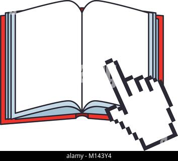 text book with mouse pointer vector illustration design Stock Vector